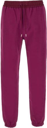 Saint Laurent Embroidered-logo Katoenen Joggingbroek - Heren - Sweatpants - Roze - M - Katoen - Broeken