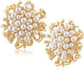 Jardin Faux Pearl Coral Cluster Stud Earrings in White/Gold at Nordstrom Rack