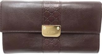 Gucci Pre-owned Leather Wallet - Dames - Vintage Accessoires - Bruin - ONE Size - Leer - Vintage