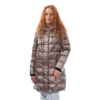 DKNY Lange pufferjas met donzen rits voor dames DKNY in paars