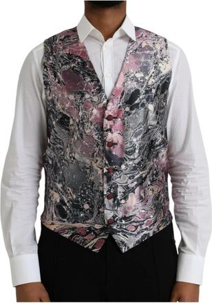 Dolce & Gabbana Suit Vests, male, Multicolor, Size: M Galaxy Silk Formal Waistcoat Vest