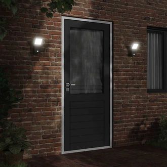 Berkfield Home Outdoor LED Wall Lights with Sensors 2pcs Black Die-cast Aluminium