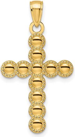 Diamond2Deal 14k Yellow Gold Polished Beaded Circles Cross Pendant