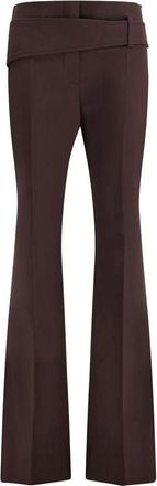 Max Mara Broeken, Dames, Bruin, S, Wol, Slim Broeken met Asymmetrische Riem