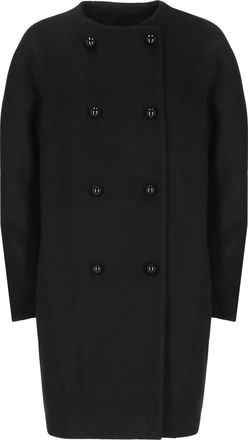 Carolina Herrera Black Double-Breasted Wool Coat