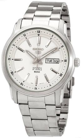 Seiko 5 Automatic White Dial Stainless Steel Mens Watch SNKP09J1