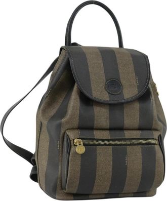 Fendi Pequin Front Pocket Backpack Coated Canvas Brown Pvc Backpack Bag (Pre-Owned)