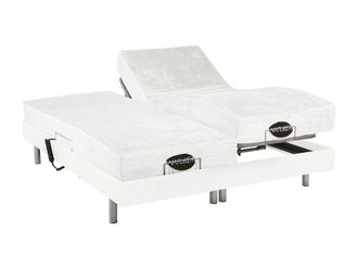 VENTE-UNIQUE.COM Cama articulada el&eacute;ctrica madera blanco 2x90x200 cm