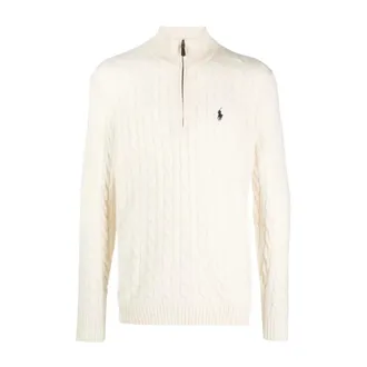 Polo Ralph Lauren Maglione con zip a met&agrave; in maglia a trecce - - Sweatshirts & Hoodies - Uomo - Beige - XL