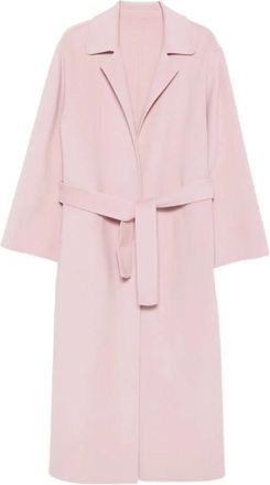 Alberta Ferretti Belted Coats, female, Pink, XS, Pink Belted Coat with Notched Lapels