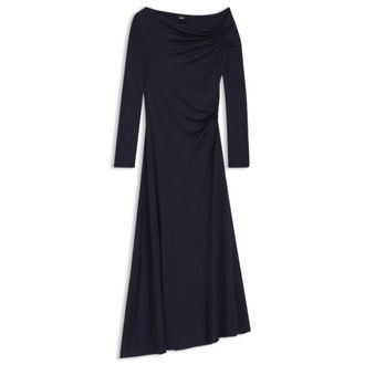 BOSS Long-sleeved dress with asymmetric neckline