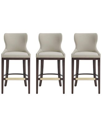 Manhattan Comfort Set Of 3 Blair Leatherette Barstools With Beech Wood Legs