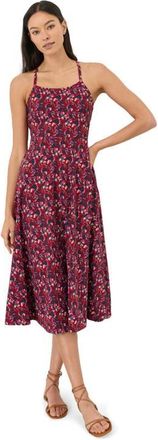 Pact Fit & Flare Midi Dress Made With Organic Cotton in Paradise Petals Poppy Red at Nordstrom, Size Xx-Large