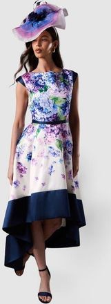 Coast Twill Hi-Lo Floral Midi Dress in Multi at Nordstrom, Size 14
