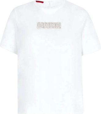 Carolina Herrera Cropped T-shirt - Dames - T-shirts - Wit - M - Katoen - Tops