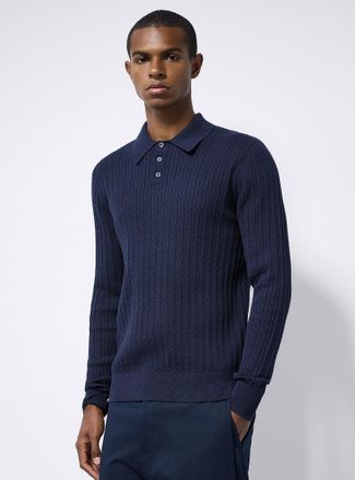 Le 31 Mens Twisted-cable polo-collar sweater