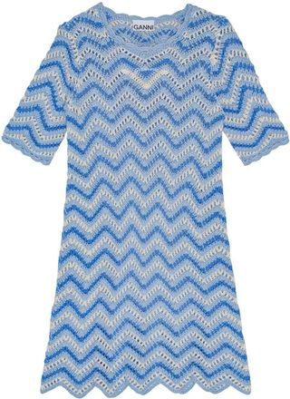 Ganni crochet-knit organic cotton minidress - women - Organic Cotton - S - Blue