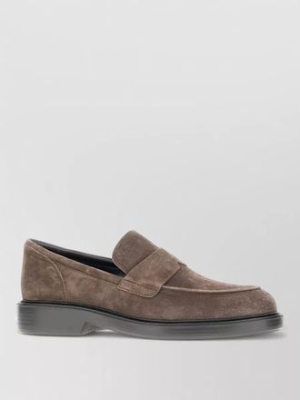 Hogan loafers round toe suede finish rubber sole