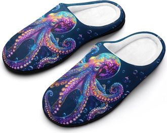 Generic Octopus Ocean Womens Slippers Warm House Slippers Indoor House Shoes with Anti-Skid Rubber Sole