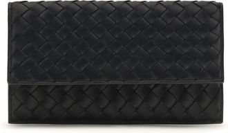Bottega Veneta Womens Bifold Wallet Intrecciato Black-Gold Lamb Leather & Purses Black/gold