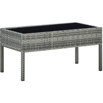 vidaXL Mesa de jardín ratán sintético gris 75x40x37 cm Vidaxl