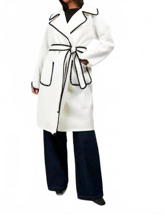 Astrid Taylor Knit Trench Coat In Cream