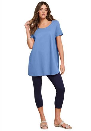 Roaman's Plus Size Cotton Ultimate Scoopneck Swing Tunic in French Blue at Nordstrom, Size 12