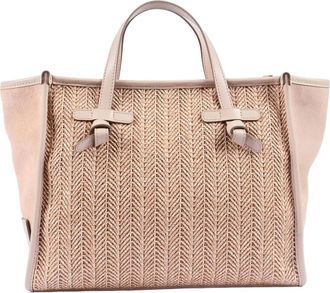 Gianni Chiarini Borsa Pelle e Tessuto 33x 25x 13 - Dames - Shoppers - Beige - ONE Size - Leer - Tassen