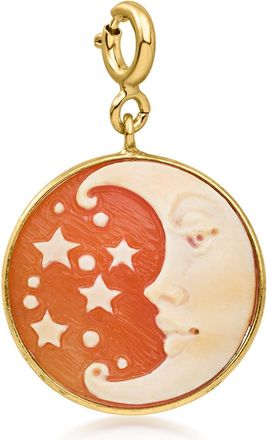 Ross-Simons Italian Orange Shell Crescent Moon Cameo Charm in 18kt Gold Over Sterling