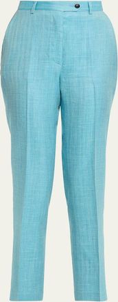Kiton Wool-Silk Slim-Leg Ankle Trousers