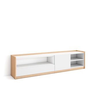 Skraut Home Skraut Home - Mueble Tv, Televisi&oacute;n, 207x37x50cm, Para Tv Hasta 80, Blanco Y Roble Soft