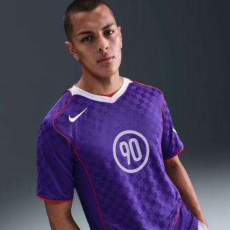 Nike Mens Total 90 Dri-FIT Short-Sleeve Soccer Top in Purple | IM6299-547