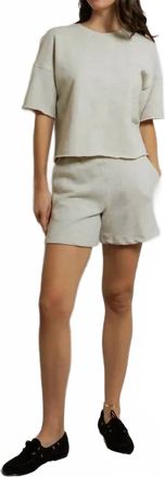 perfectwhitetee Ezra Dry French Terry Short Sleeve Sweatshirt In Oatmeal