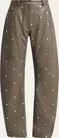 Stella McCartney Alter Mat Faux-Leather Studded Barrel-Leg Pants