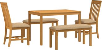vidaXL Conjunto De Comedor 5 Uds. Beige Madera De Roble S&oacute;lido Vidaxl