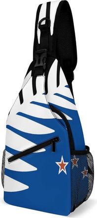 Generic Silver Fern Flag Banner Unisex Shoulder Bags Casual Crossbody Chest Bag Sling Backpack for Hiking Cycling Travel