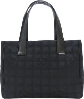 Chanel Black Jacquard Nylon Leather Tote Bag (Pre-Owned)