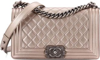 Chanel Boy Flap Bag Quilted Metallic Caviar Old Medium shoulder bag - Goud