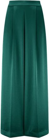 Riani Platas satijnen broek met plooien - Dames - Wijde Broeken - Groen - L - Satijn - Broeken