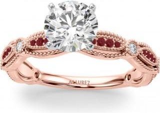 Allurez Antique Style Lab Ruby & Lab Grown Diamond Engagement Ring 14K Rose Gold (0.20ct)