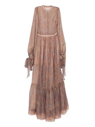 Miau by Clara Rotescu paisley-print tiered dress - women - Fabric - 46 - Neutrals