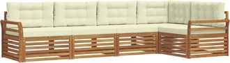 vidaXL Conjunto De Sof&aacute;s De Exterior 5 Uds. Natural Y Crema Vidaxl