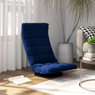vidaXL Silla De Suelo Giratoria De Terciopelo Azul Vidaxl