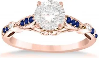Allurez Marquise & Dot Blue Sapphire Vintage Engagement Ring 14k Rose Gold 0.13ct
