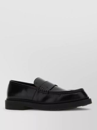 Jil Sander leather penny loafers round toe strap