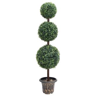 vidaXL Planta De Boj Artificial Forma De Bola Con Maceta Verde 118 Cm Vidaxl