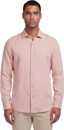 Lords of Harlech Uomo Solid Long Sleeve Fine Linen Shirt in Laurent Pink at Nordstrom, Size Medium