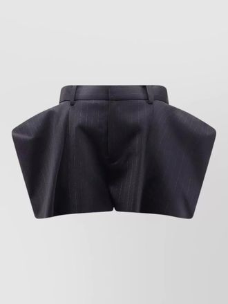 sacai pinstripe tailored shorts satin trim detail