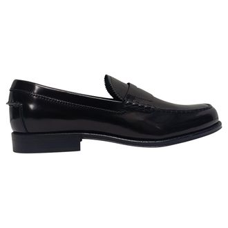 Tod's TodS Pre-owned Mens Brushed Penny-Strap Loafers in Black Leather - Size UK 11