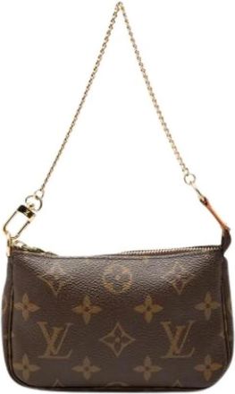Louis Vuitton Pre-owned Mini Pochette Accessoires - Dames - Vintage Mini Tas - Bruin - ONE Size - Leer - Vintage